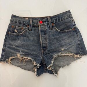 Levi's Blue Frayed Jean Shorts
